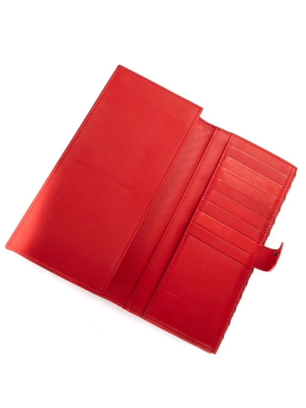 Bottega Venetal Flap Walletred Intrecciato Calfskin Leathera Wallet